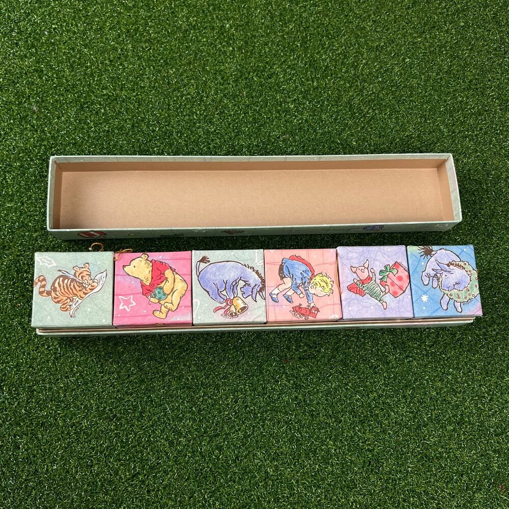 Vintage Disney Classic Pooh Christmas Ornaments 6 Pc Set Original Box